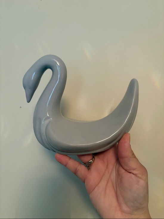 Vintage Other - Gray Ceramic Swan Decorative Dish 1980s